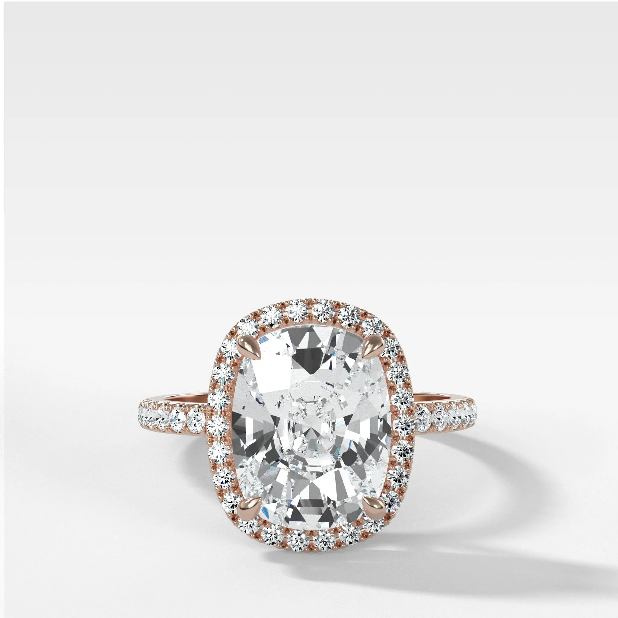 Aurora Pavé Halo Ring With Elongated Cushion Cut