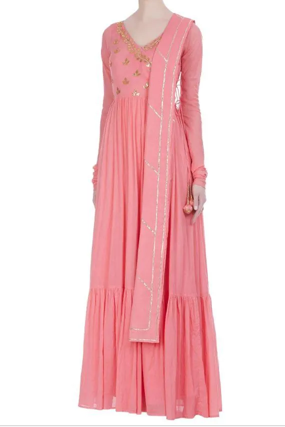 Baby Pink Anarkali Gota Patti Suit Set