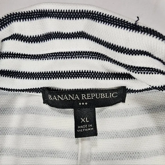 Banana Republic Pique Knit Striped Double Breasted Preppy Blazer Jacket Size XL