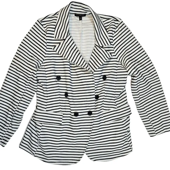 Banana Republic Pique Knit Striped Double Breasted Preppy Blazer Jacket Size XL