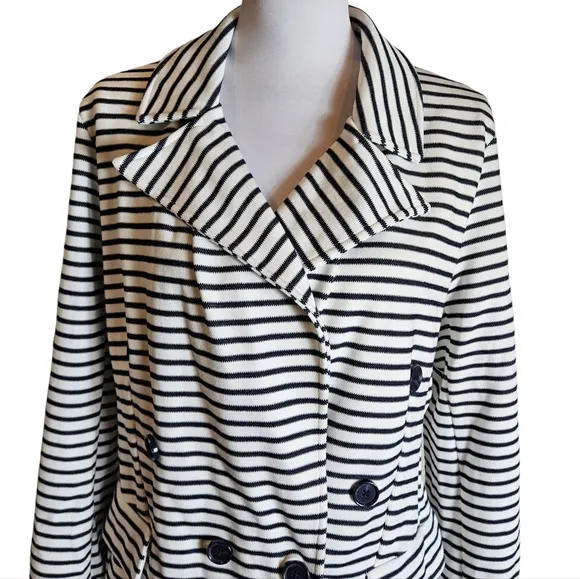Banana Republic Pique Knit Striped Double Breasted Preppy Blazer Jacket Size XL
