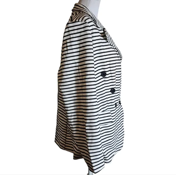 Banana Republic Pique Knit Striped Double Breasted Preppy Blazer Jacket Size XL