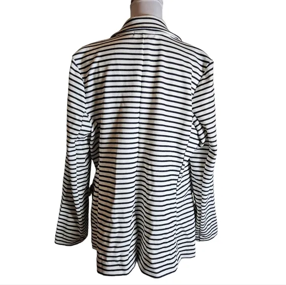 Banana Republic Pique Knit Striped Double Breasted Preppy Blazer Jacket Size XL