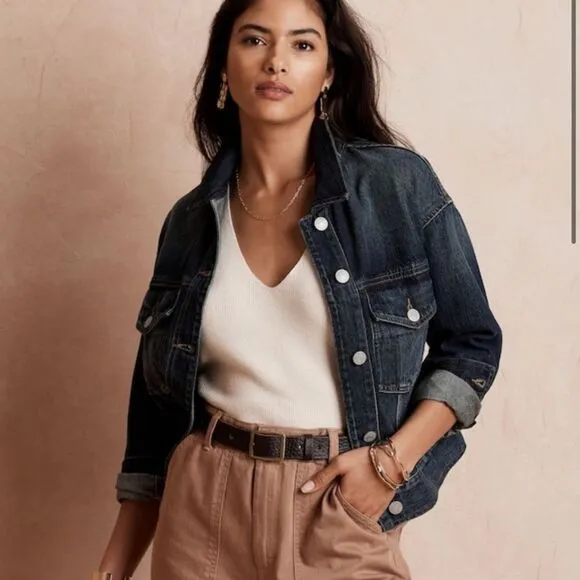 Banana Republic Oversized Denim Jacket Size XXS Petite