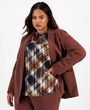 Bar III Womens Plus Size Notched-Collar One-Button Jacket 10849563
