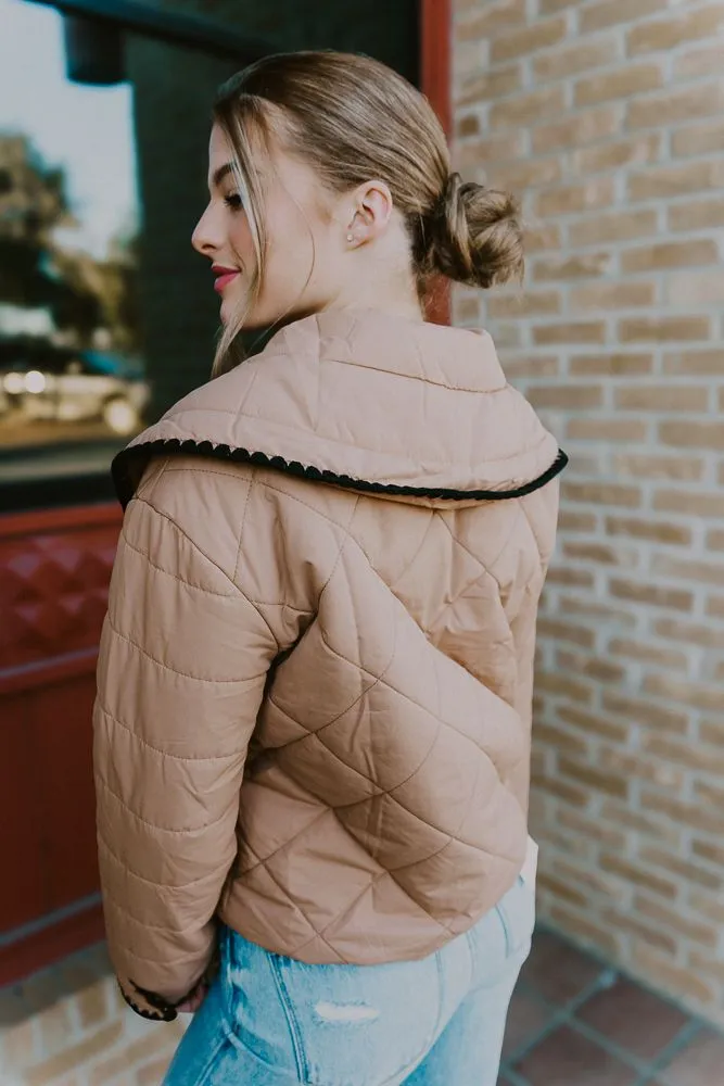 Beige Quilted Puffer Jacket CJ6589