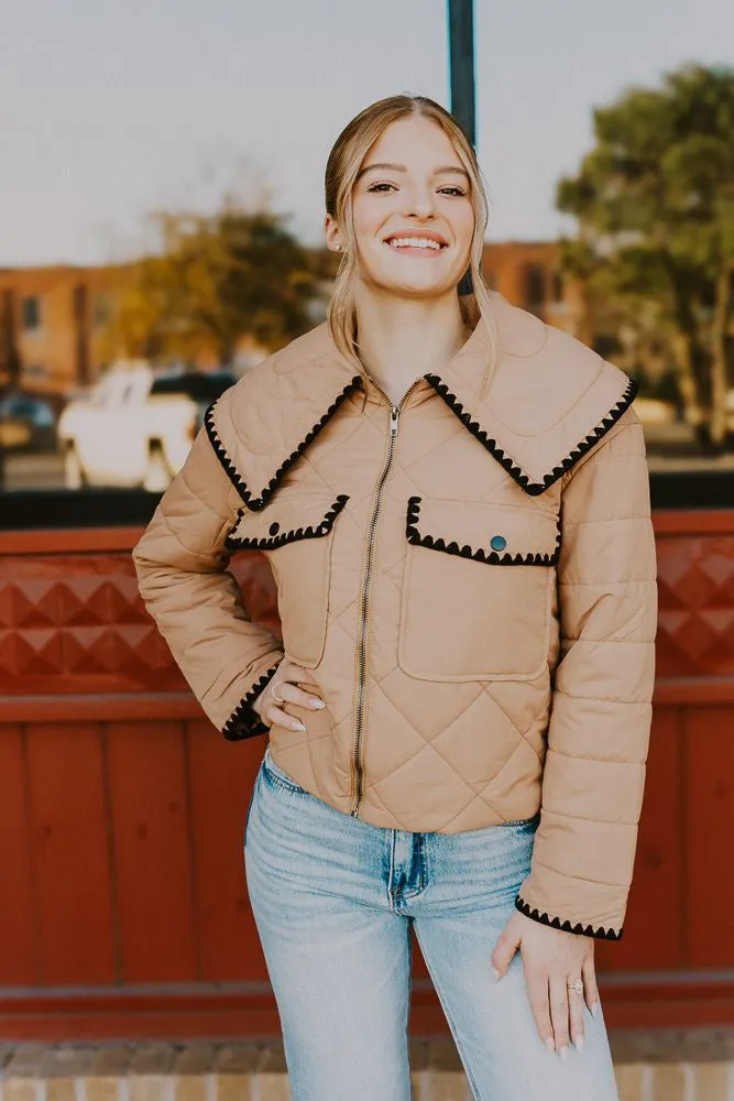 Beige Quilted Puffer Jacket CJ6589