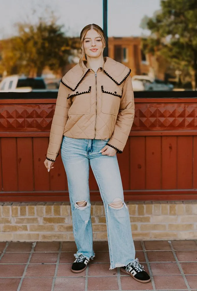Beige Quilted Puffer Jacket CJ6589