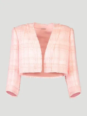 Benning Crop Tweed Jacket in Pink