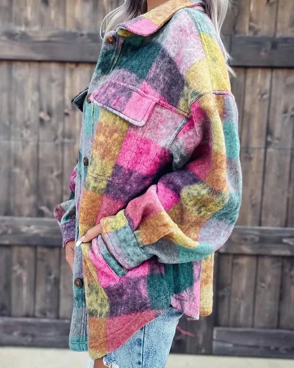 Beth Plaid Shacket - Pink Mix