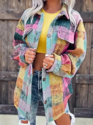 Beth Plaid Shacket - Pink Mix