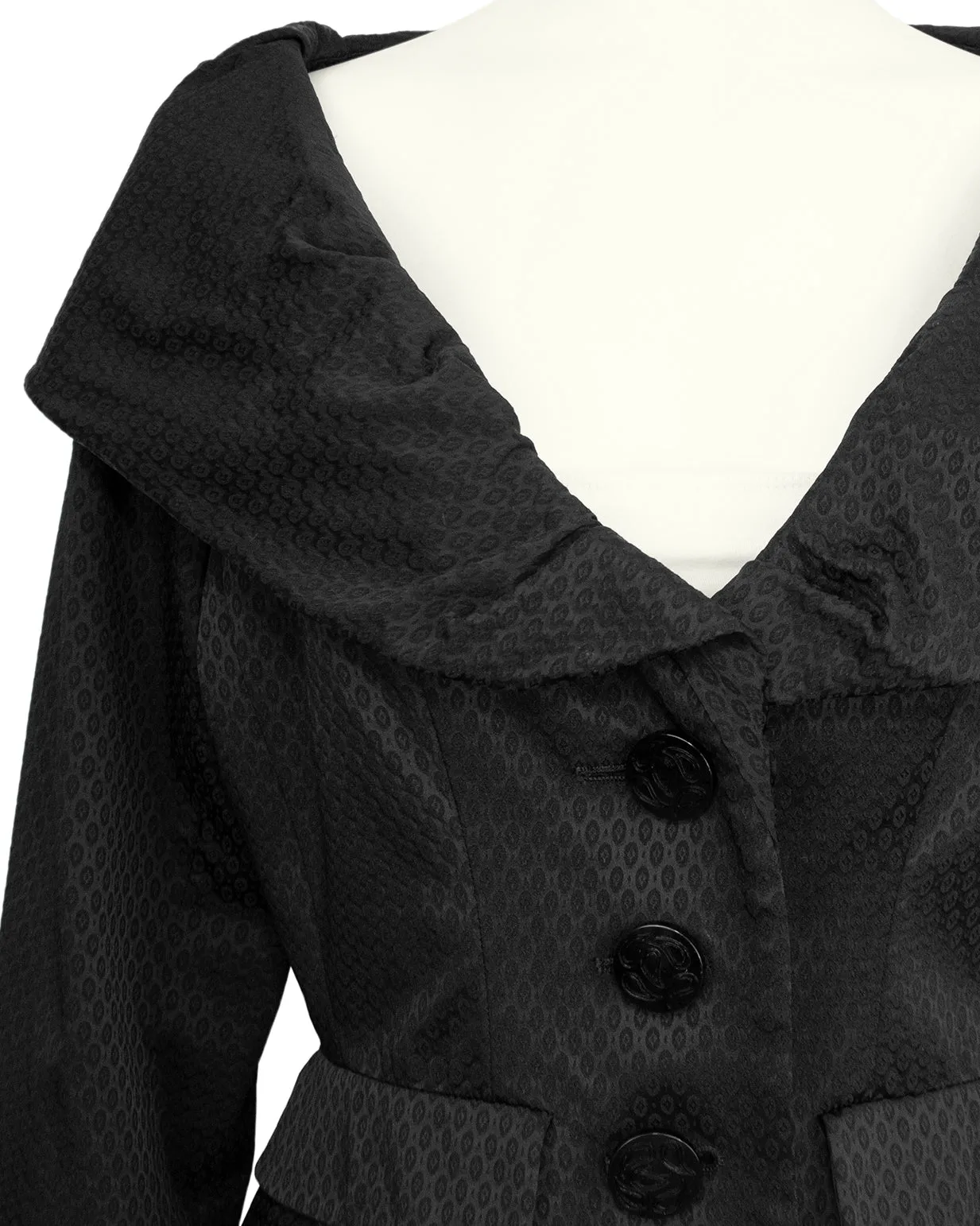 Black Jacket With Ruched Collar