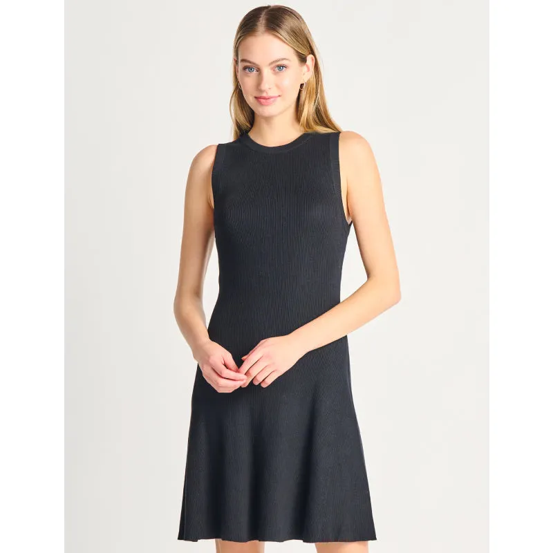 Black Tape Sleeveless Flared Sweater Dress
