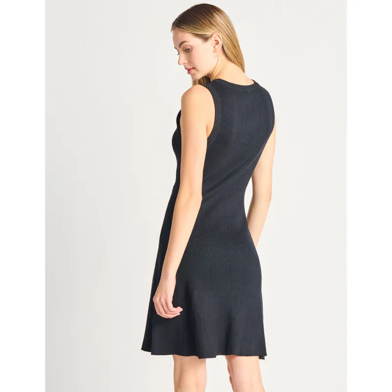 Black Tape Sleeveless Flared Sweater Dress