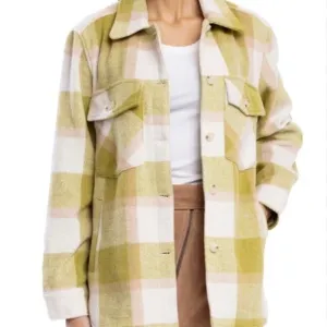 Blank NYC Green Plaid Oversized Business Casual Thick Shacket Jacket Size XL
