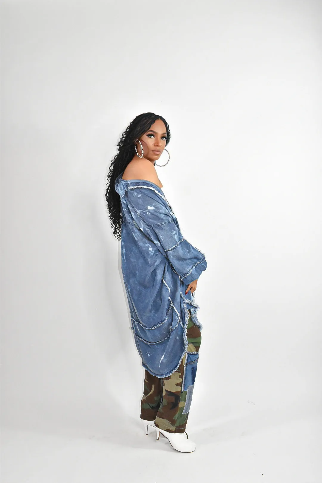 Bleached Oversized Denim Dress/Cardigan