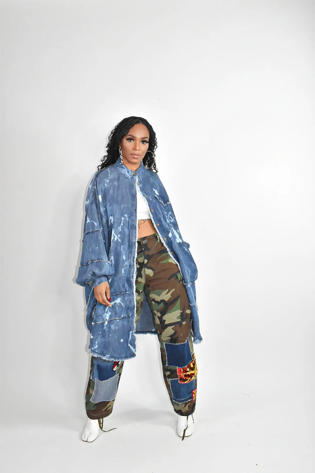 Bleached Oversized Denim Dress/Cardigan