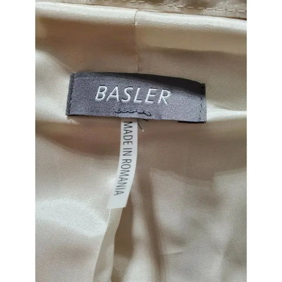 Bloomingdales Basler Women Cream Polyester Long Sleeve Single Breasted Blazer 50