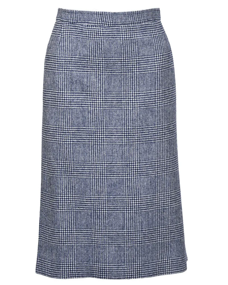 Blue Houndstooth Wool Safari Suit