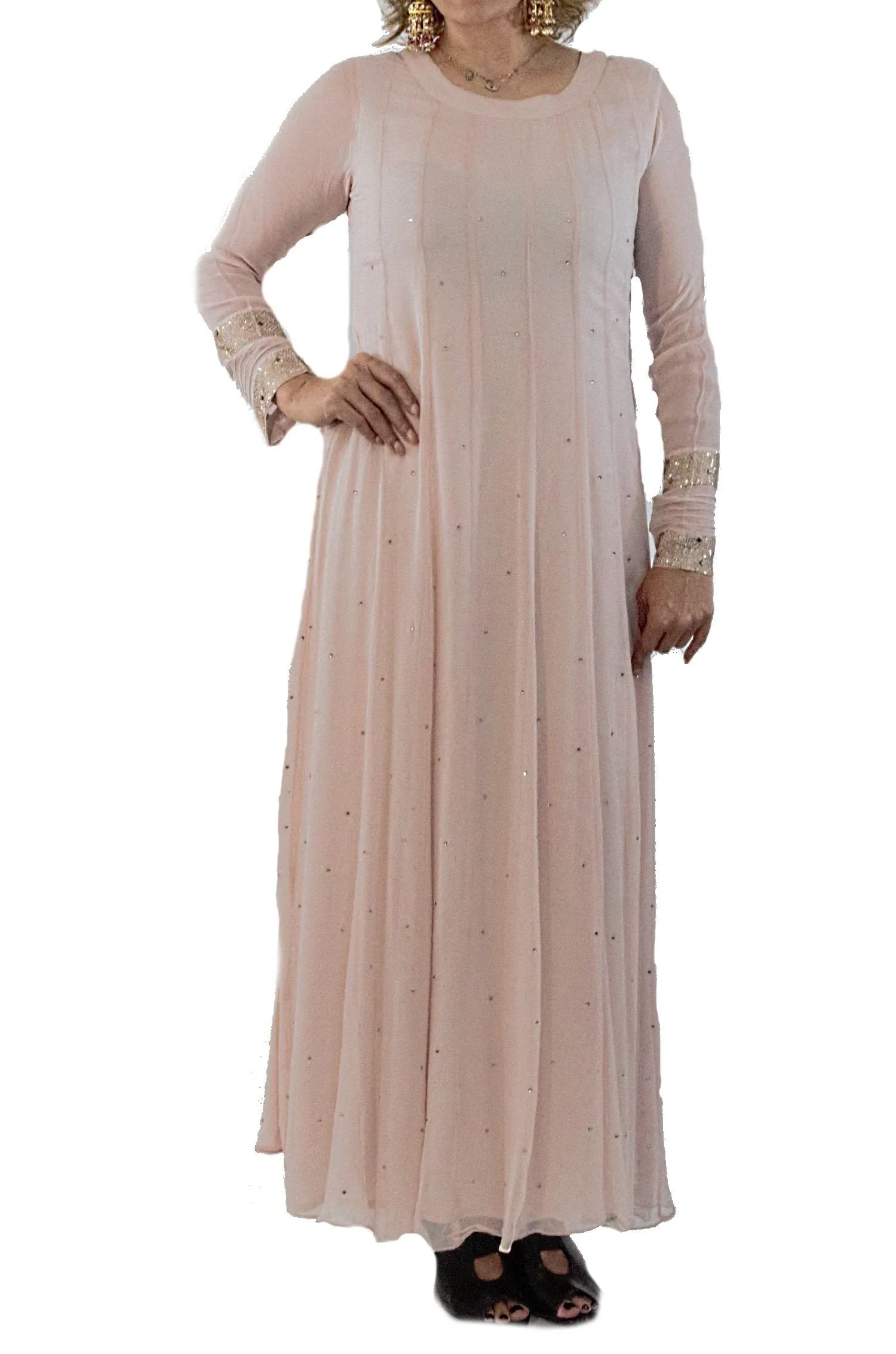 Blush Pink Kurta with Cape Suit Set with Swarvoski Crystals Work