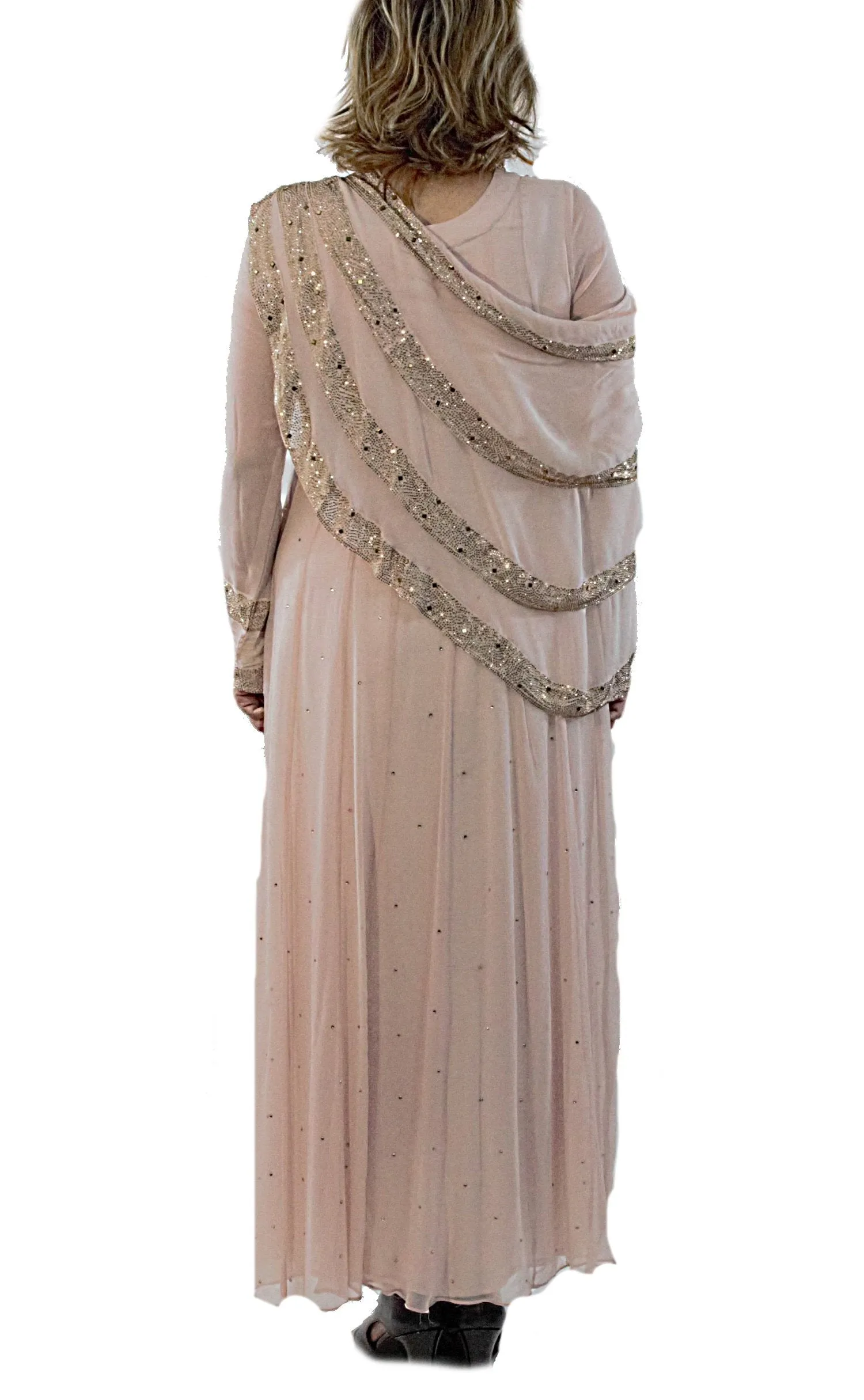 Blush Pink Kurta with Cape Suit Set with Swarvoski Crystals Work