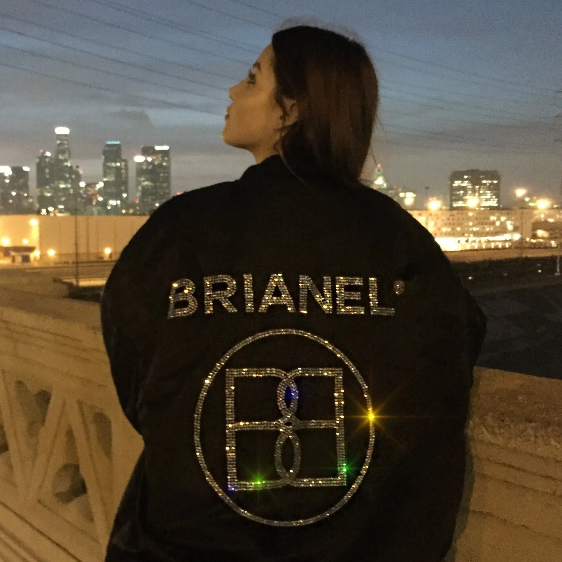 BRIANEL CRYSTAL BOMBER JACKET