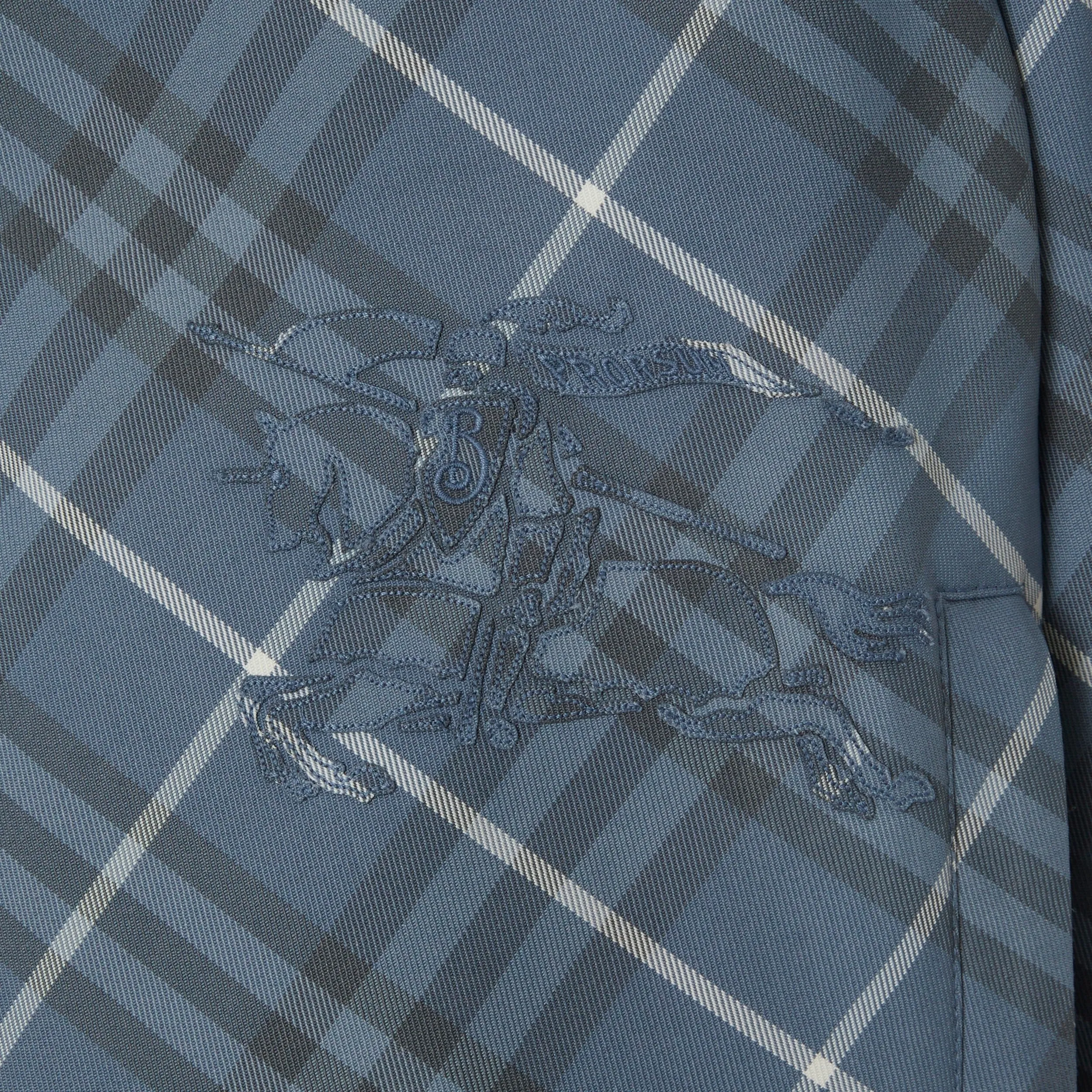 Burberry Cropped Reversible Check Jacket in Pewter