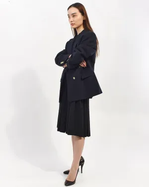 Burberry Navy Wool Oversized Double Breasted Blazer - L/XL