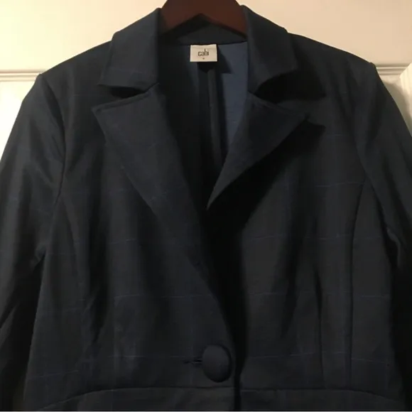 Cabi Sunset Kiss Navy Blue Windowpane Check Blazer