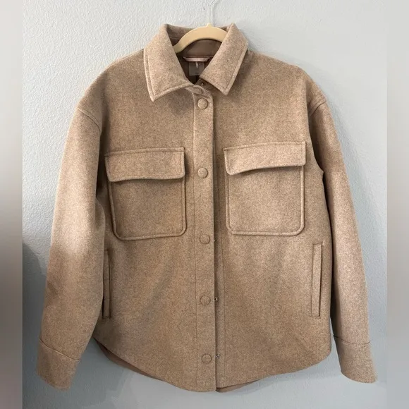 Calia Patch Pocket Shacket in Oatmeal Heather Size M NWT