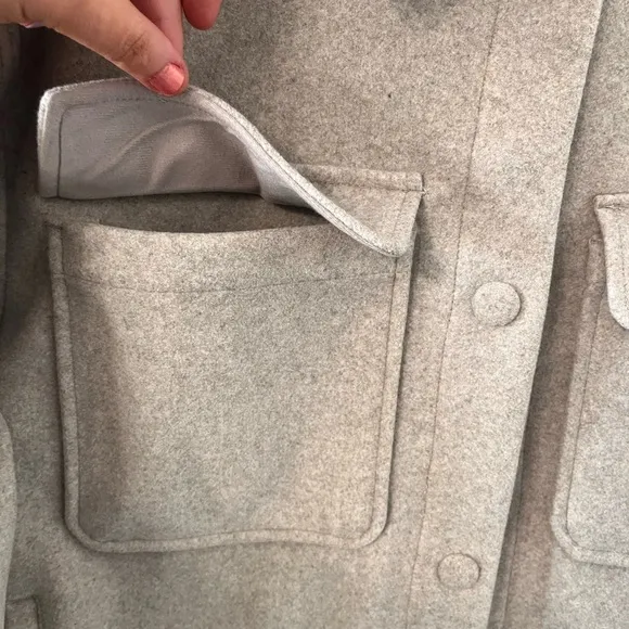 Calia Patch Pocket Shacket in Oatmeal Heather Size M NWT