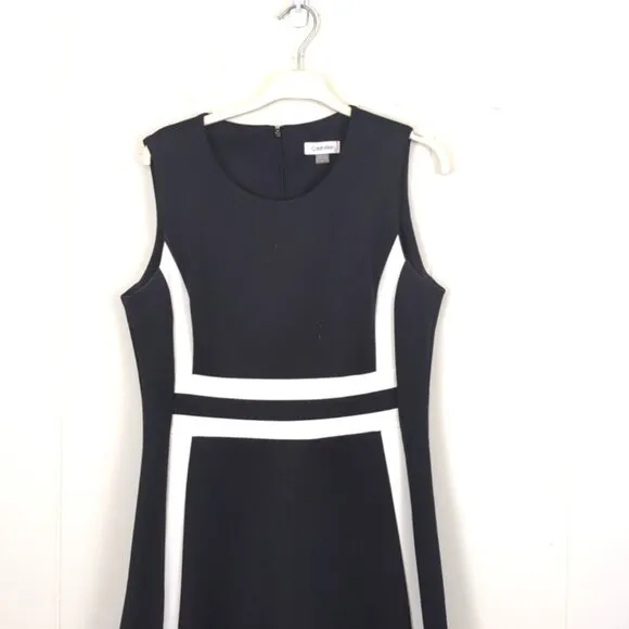 Calvin Klein 🖤  Black &amp; White A-Line Midi Dress