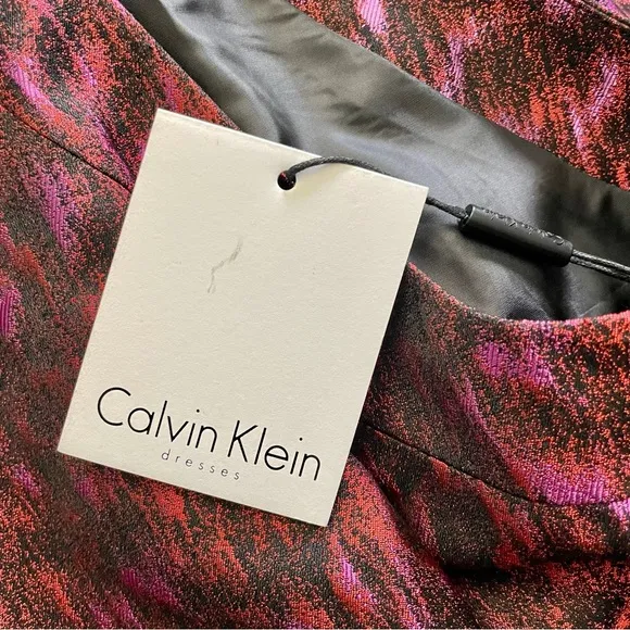 Calvin Klein Brocade Jacquard Halter Fit &amp; Flare Dress