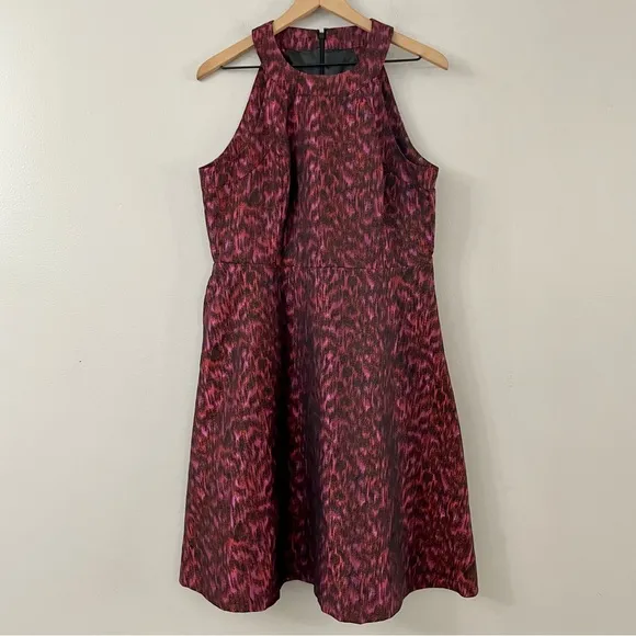 Calvin Klein Brocade Jacquard Halter Fit &amp; Flare Dress