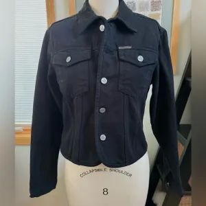 Calvin Klein Cropped Fitted Black Denim Jacket