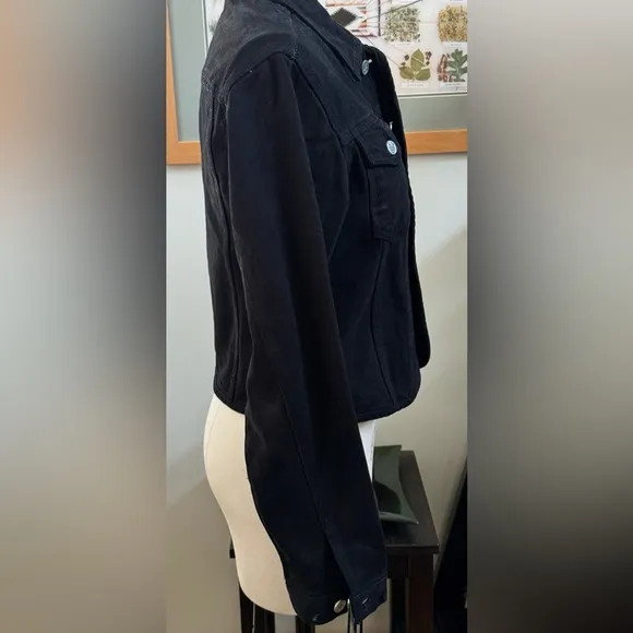 Calvin Klein Cropped Fitted Black Denim Jacket
