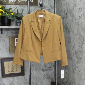 Calvin Klein Plus Size Cropped Long-Sleeve Blazer Jacket Luggage Brown 22W