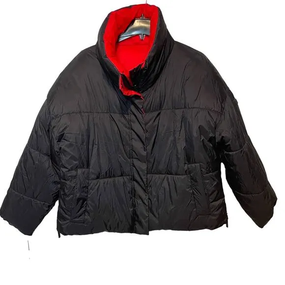 Calvin Klein Reversible Oversized Zip-up Puffer Jacket - red/black XL