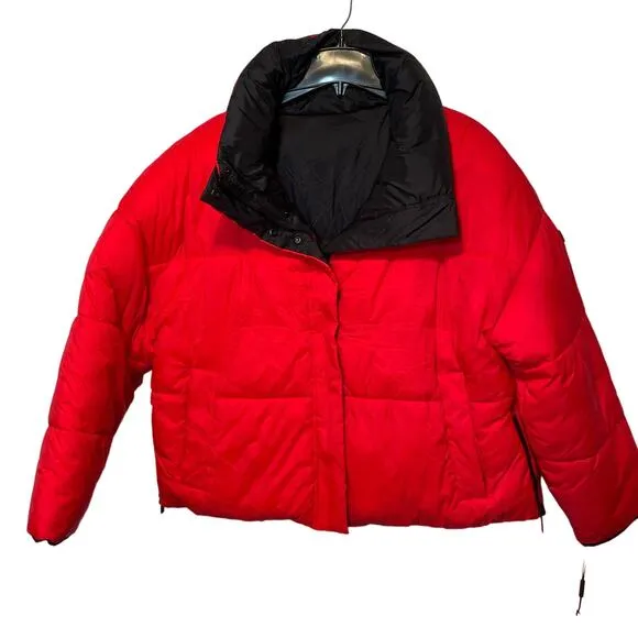 Calvin Klein Reversible Oversized Zip-up Puffer Jacket - red/black XL