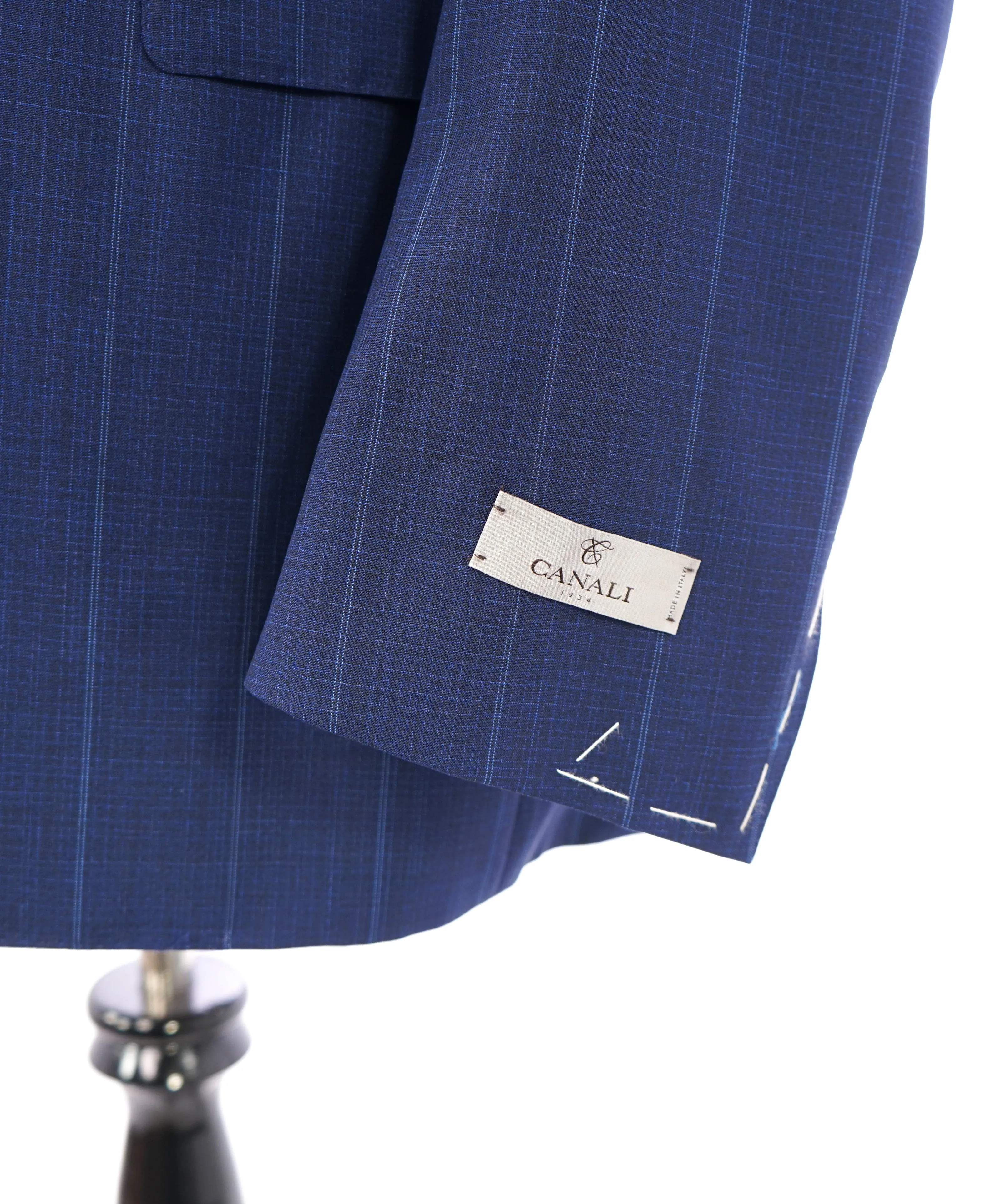 CANALI - "EXCLUSIVE" Super 150's Travel Blue Check Plaid Blazer - 40R