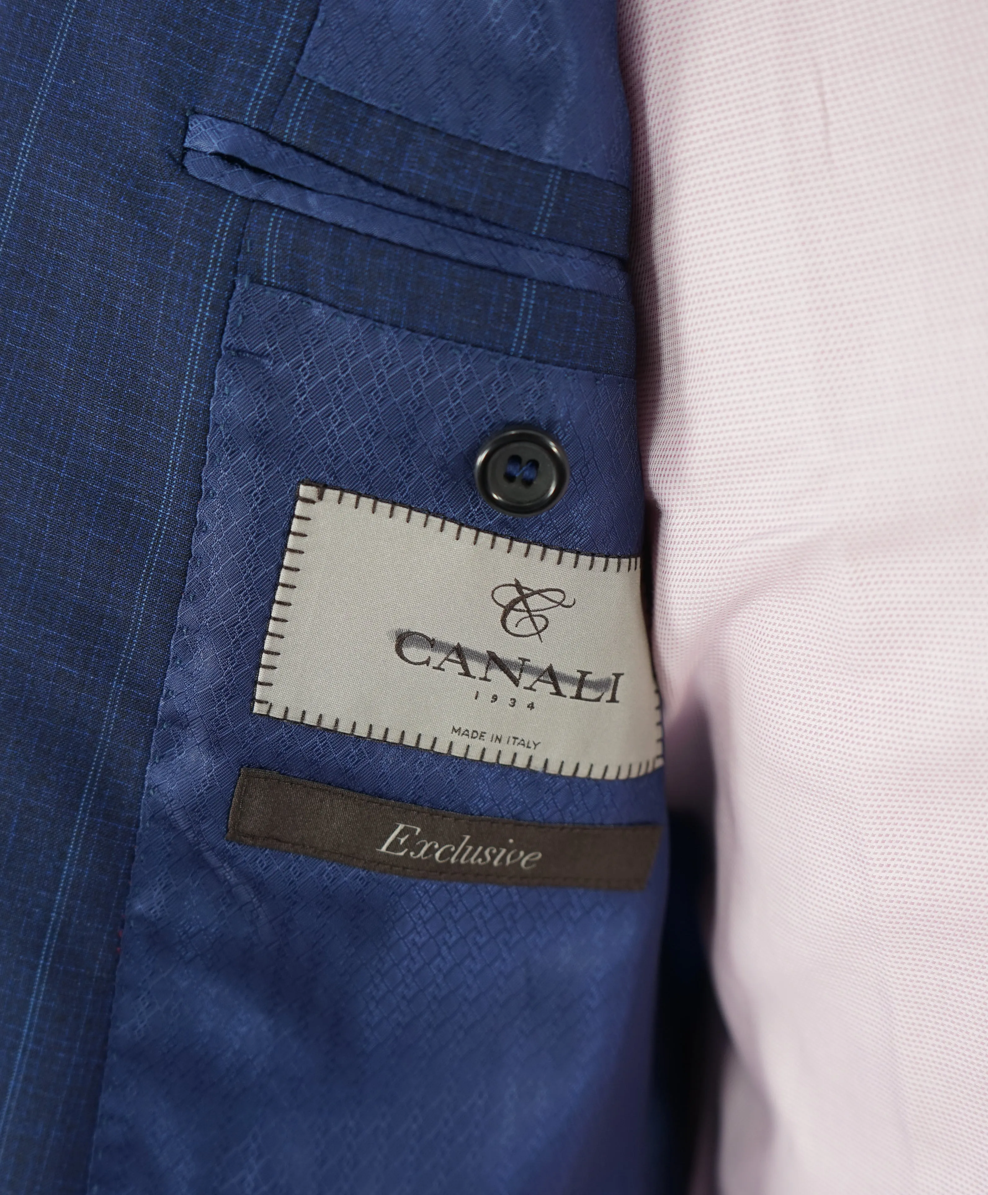 CANALI - "EXCLUSIVE" Super 150's Travel Blue Check Plaid Blazer - 40R