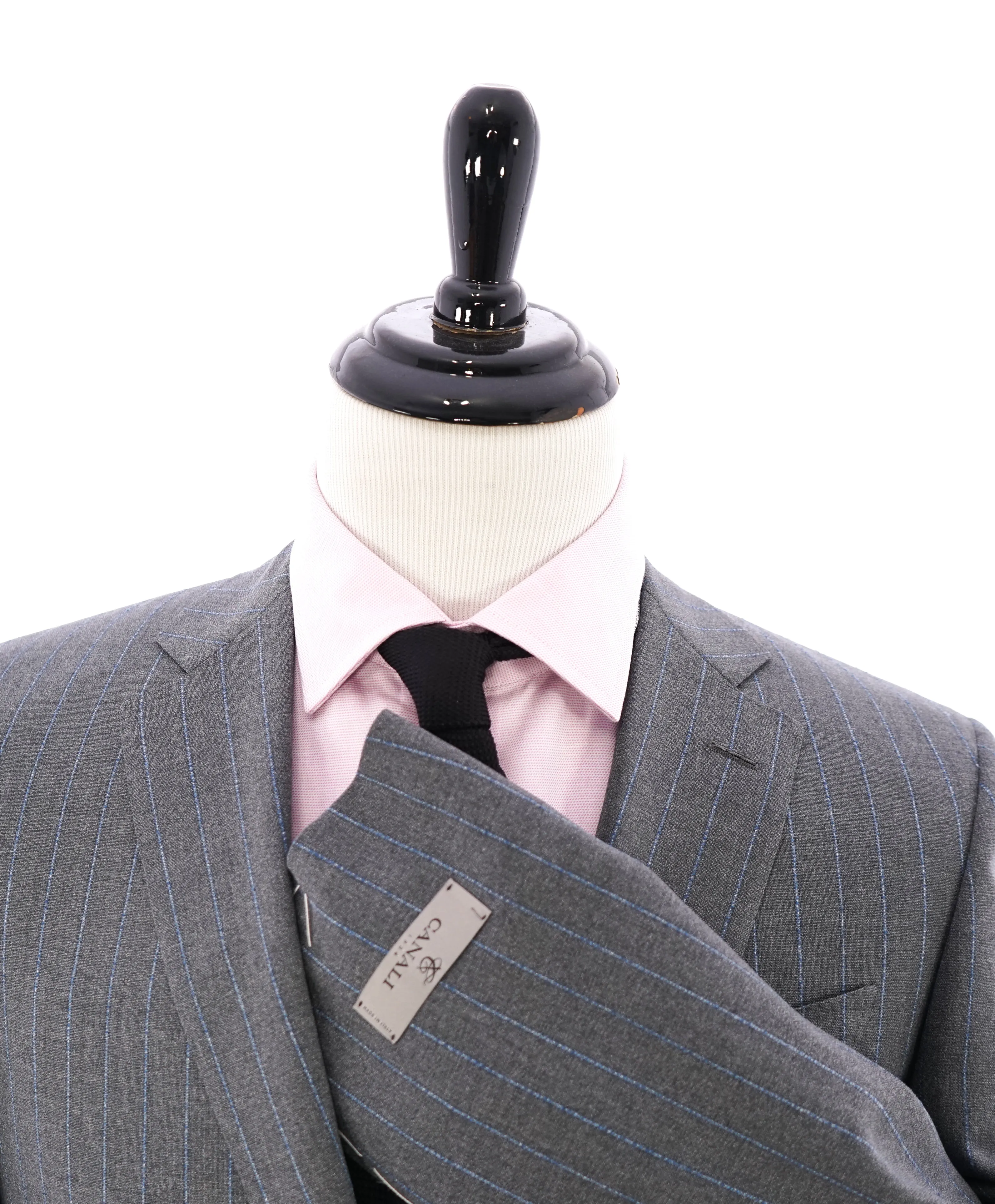 CANALI - "IMPECCABILE" Gray & Blue Raised Textured Stripe Blazer - 40S