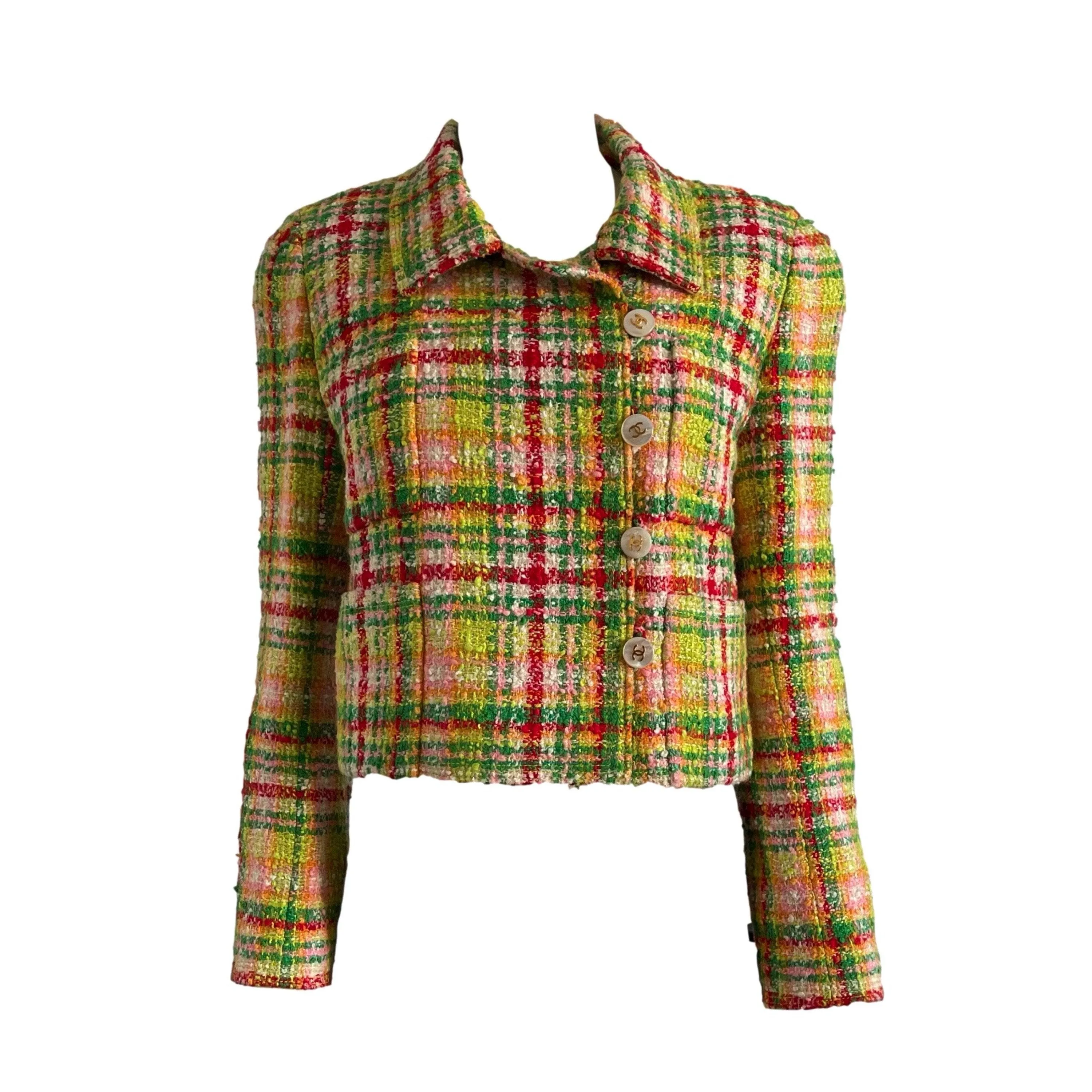 Chanel Yellow Multicolor Cropped Jacket