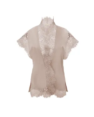 Coco Lace Panel Robe Nude Crystal