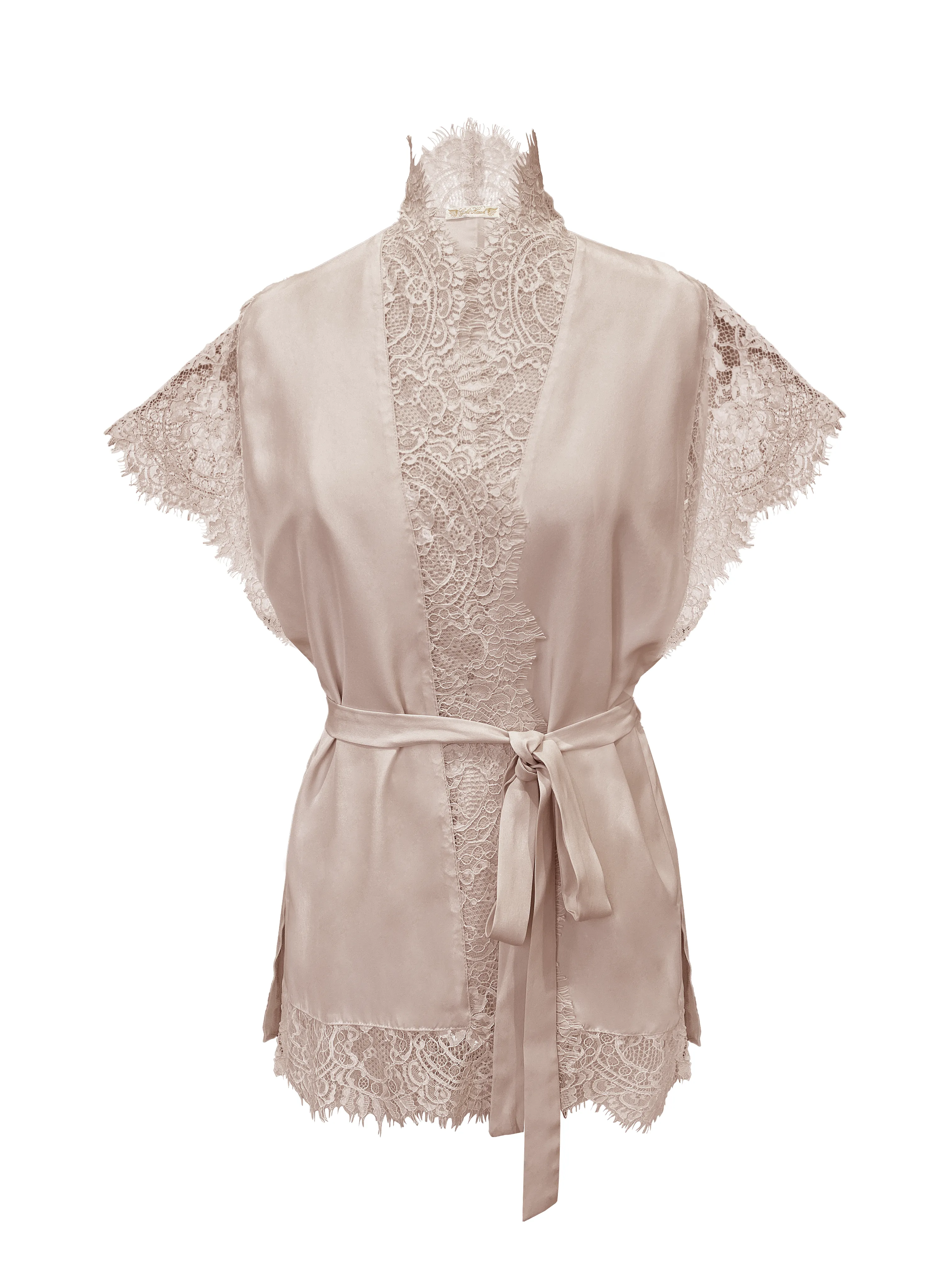 Coco Lace Panel Robe Nude Crystal