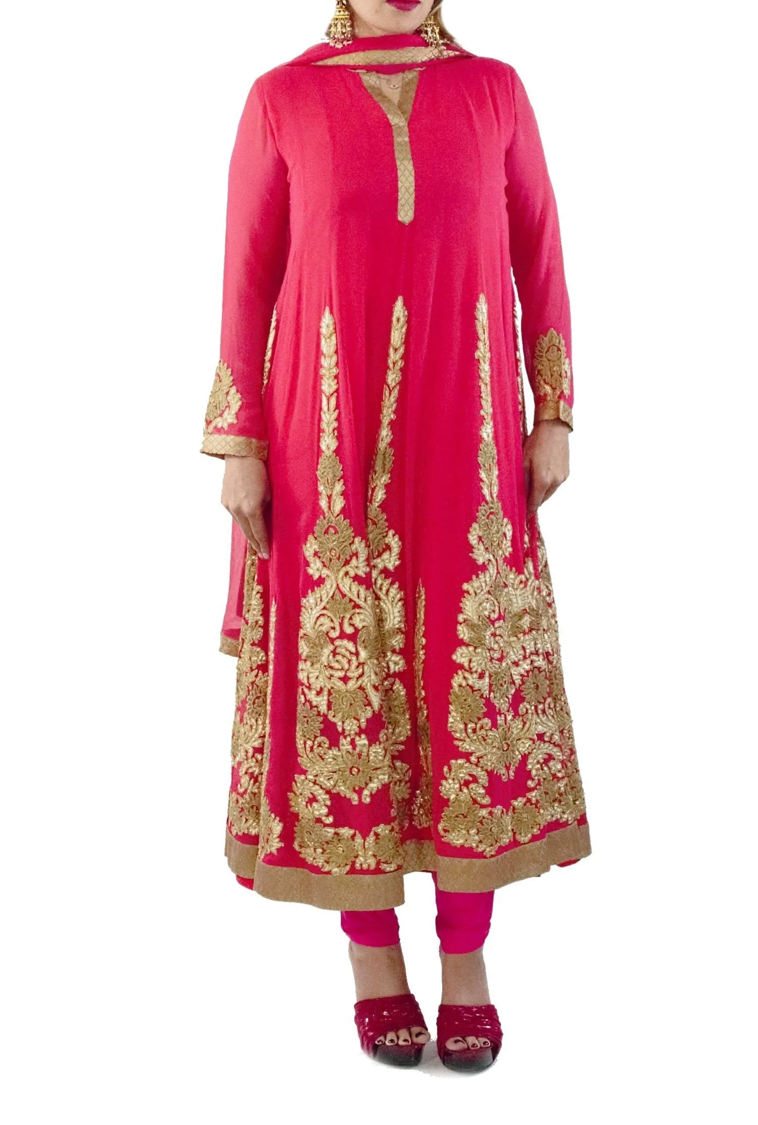 Coral Embroidered Anarkali Suit