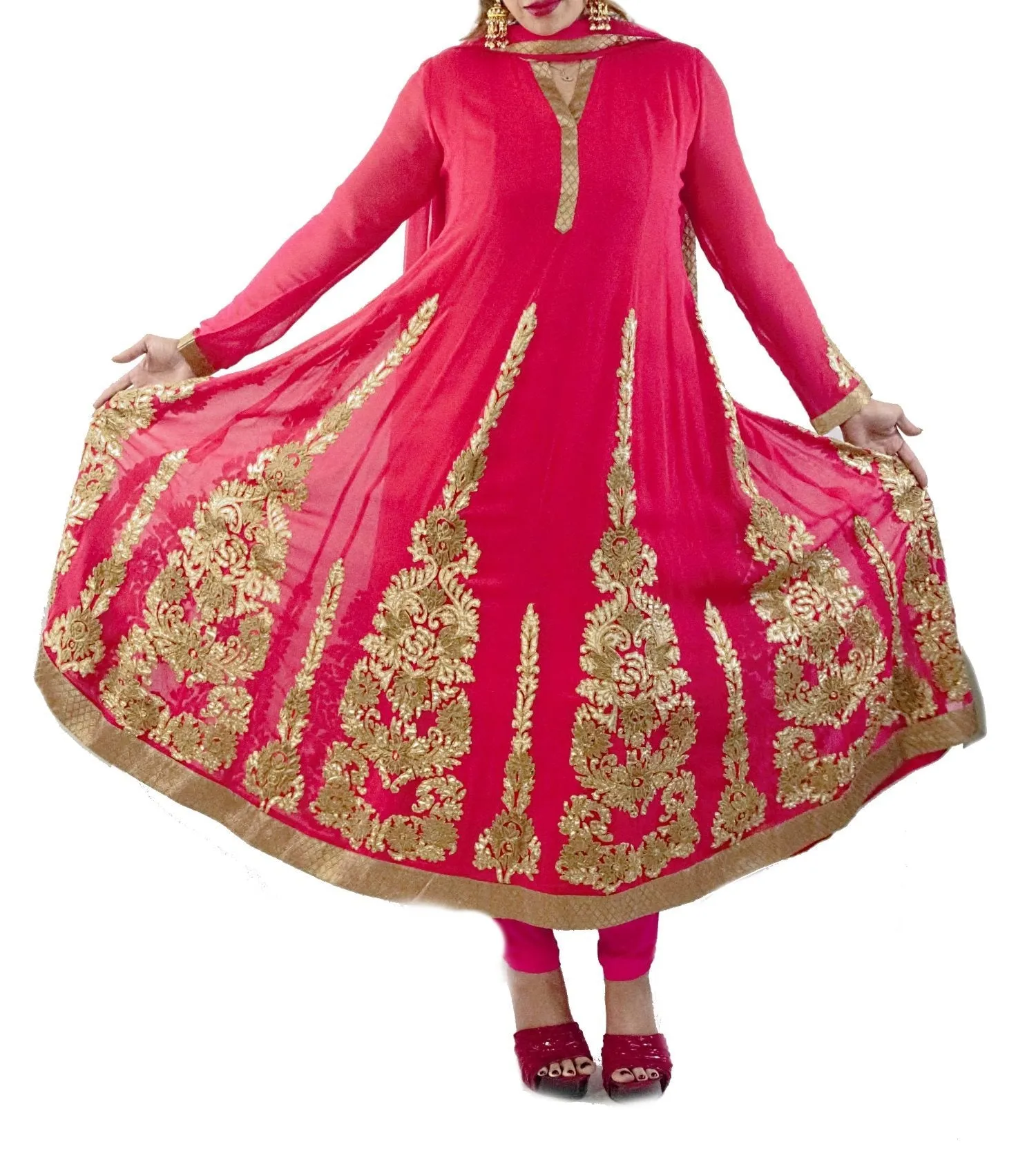 Coral Embroidered Anarkali Suit