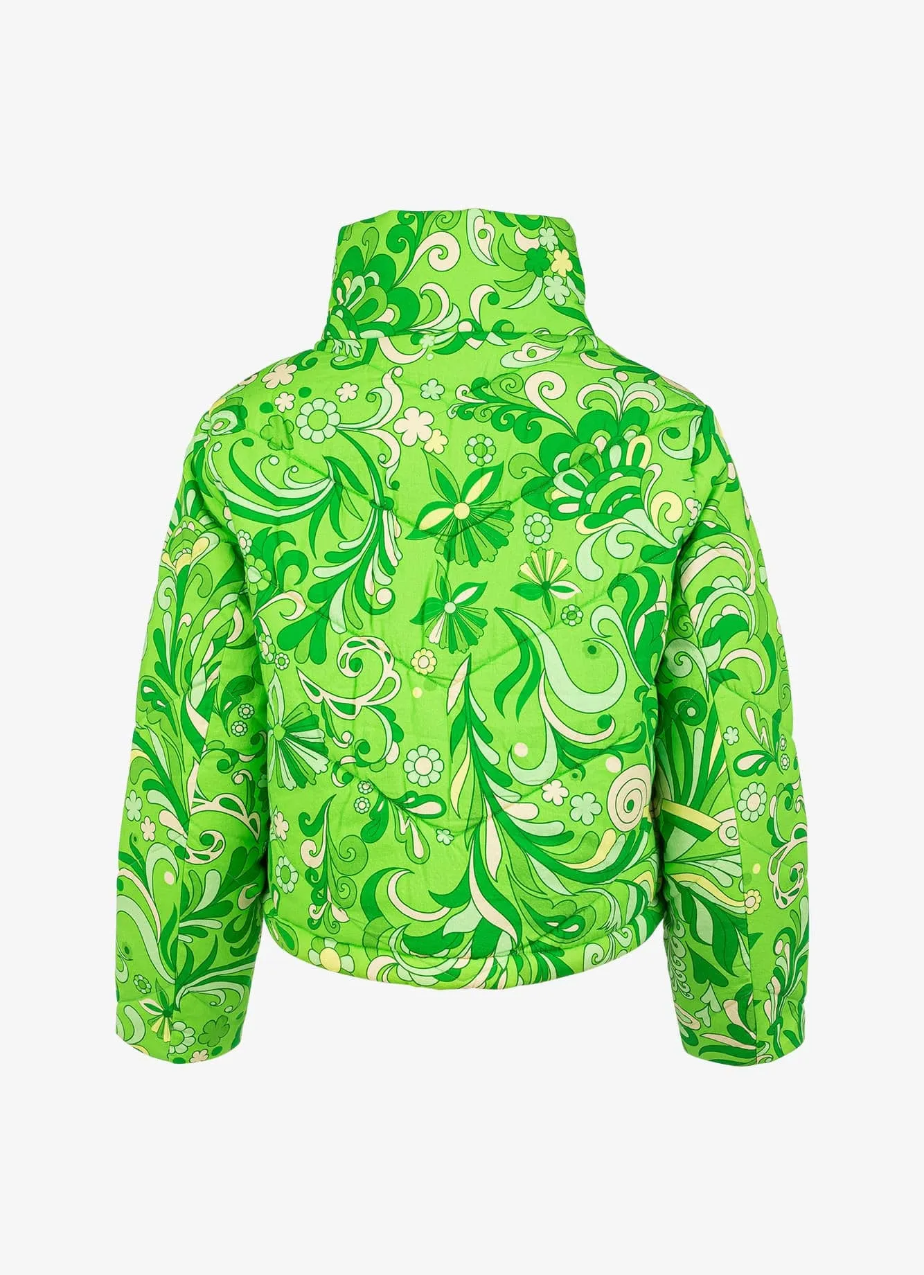 Cotton Quilted Jacket - Lime Psychedelic Floral
