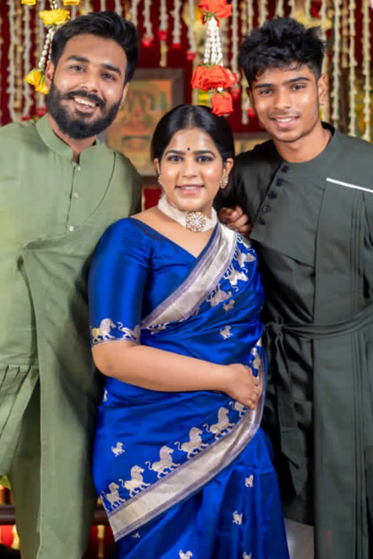 Cotton X Linen Blue and Light Kurta Set