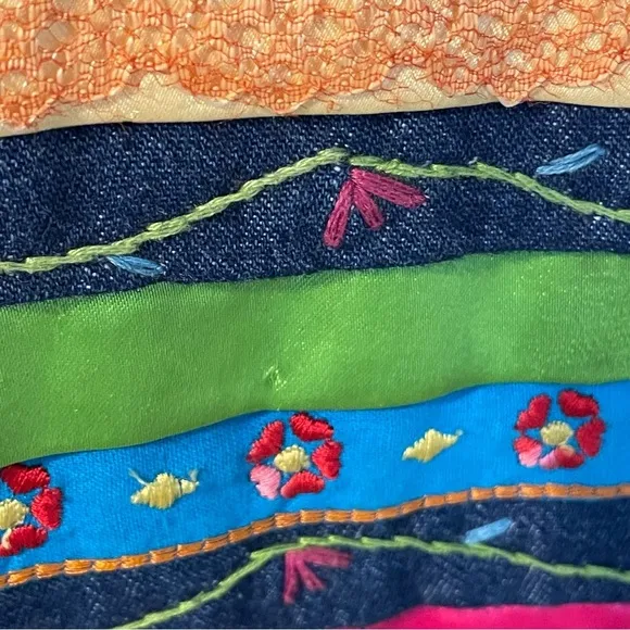 Country Wear Clothing Lonnee Star Denim Jacket &amp; Dress Ribbon Embroidered Sz M